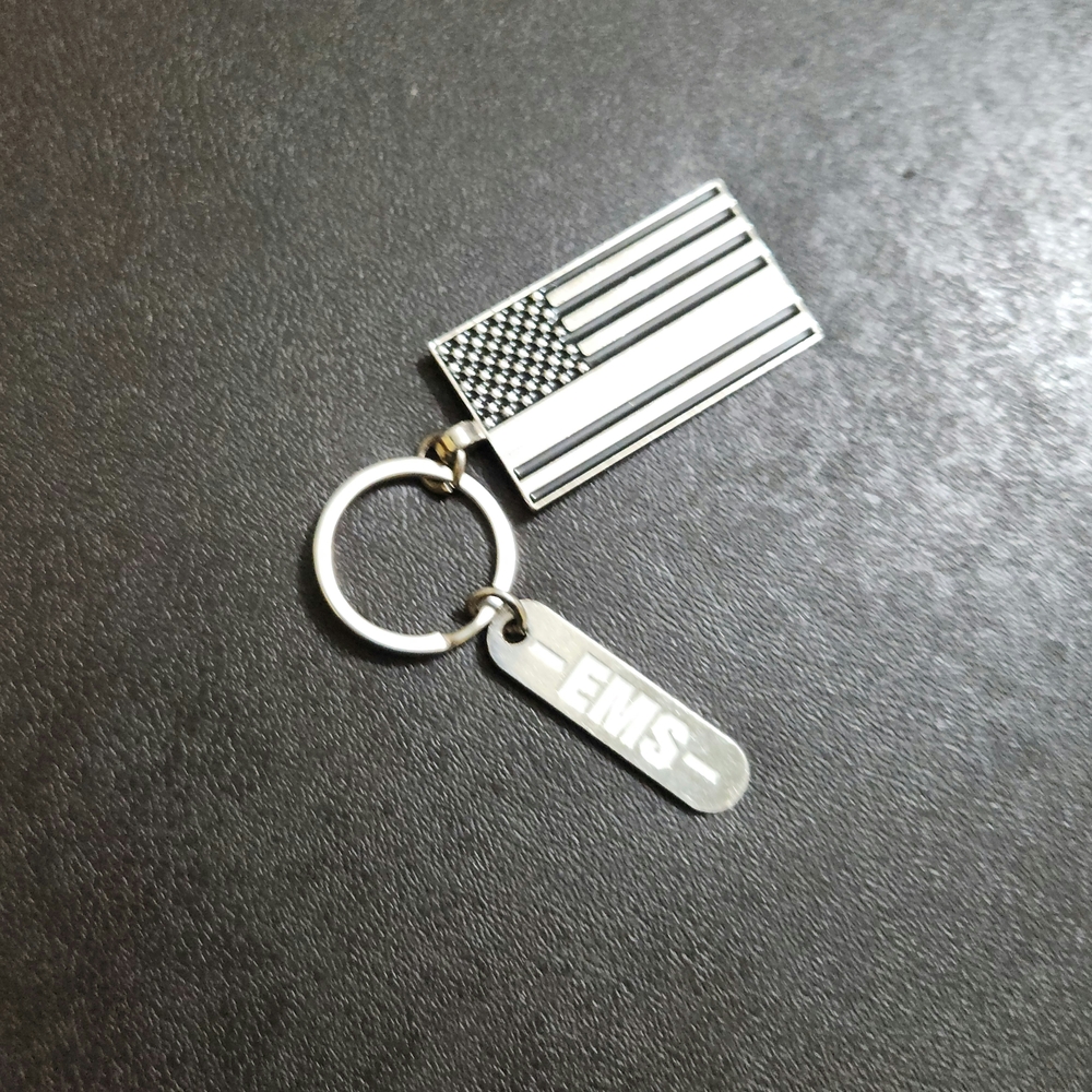 Silver American Flag Keychain